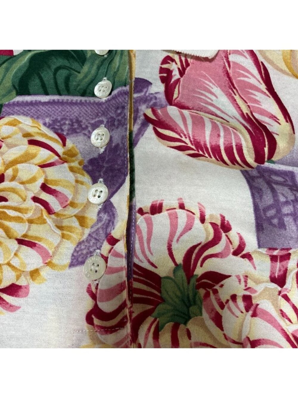Gucci Era Flower Print Short Sleeve Top Polo Shirt Multicolor S - Picture 5 of 9